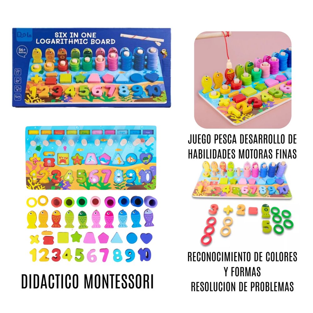 Didáctico Montessori 6 en 1 para Niños