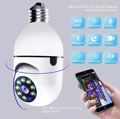 Cámara Bombillo Robótica WiFi 360° con Visión Nocturna