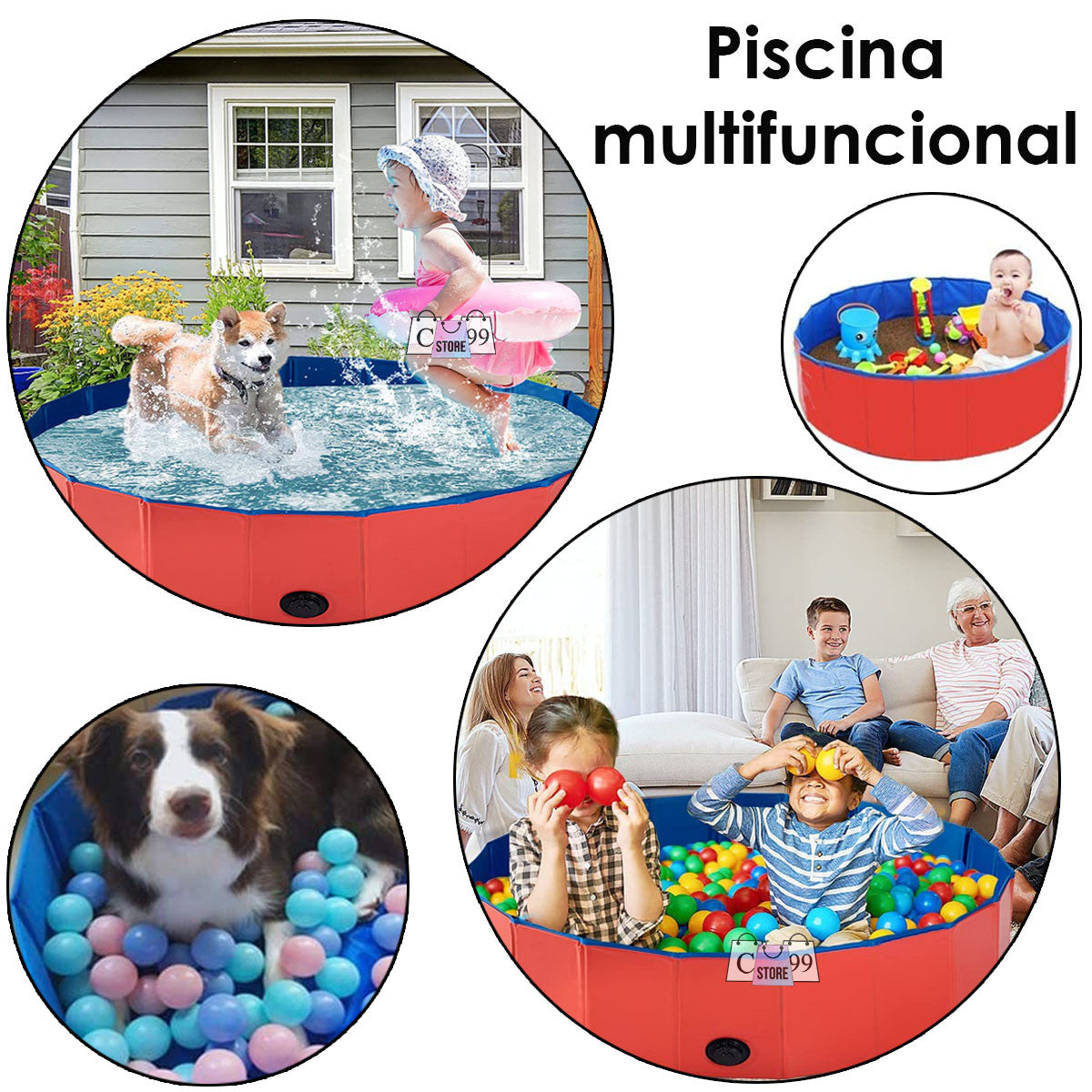 Piscina Plegable Multifuncional para Mascotas y Niños 80 cm