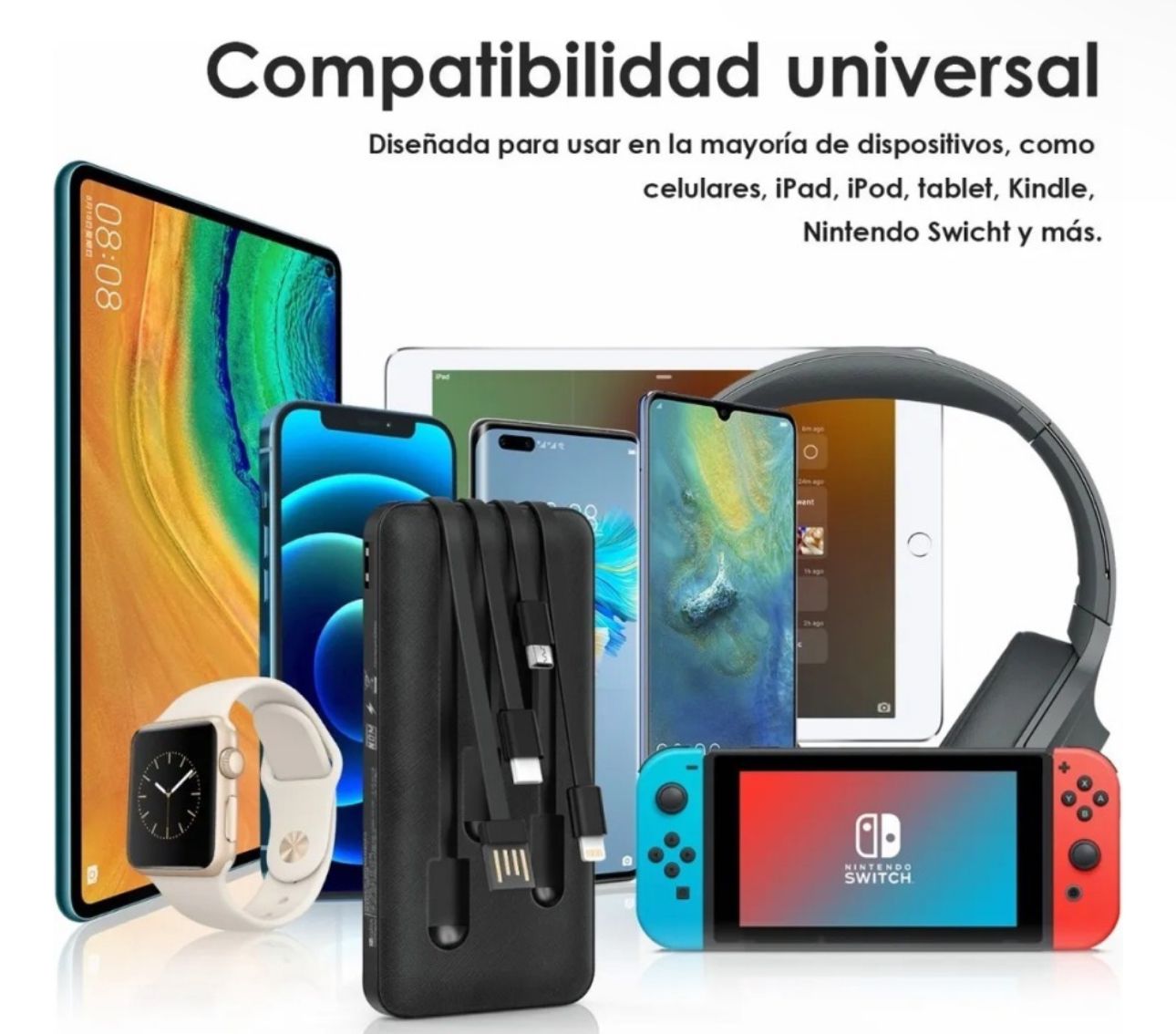 Power Bank 10.000 mAh con 4 Cables Integrados🔋