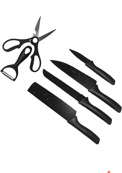Juego Profesional de Cuchillos Negros – 6 Piezas 🔪