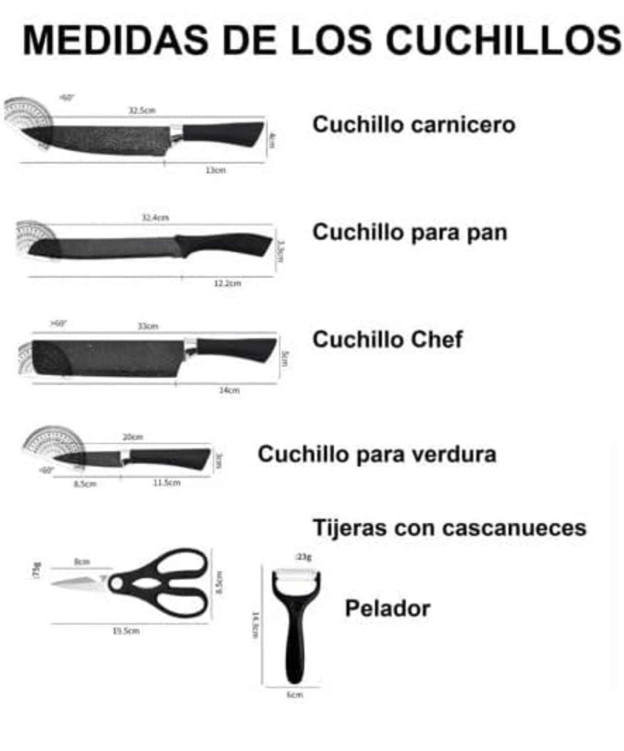 Juego Profesional de Cuchillos Negros – 6 Piezas 🔪
