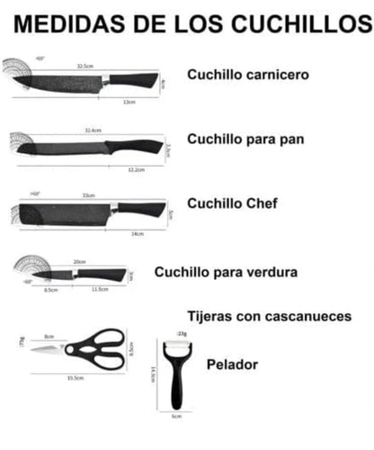 Juego Profesional de Cuchillos Negros – 6 Piezas 🔪