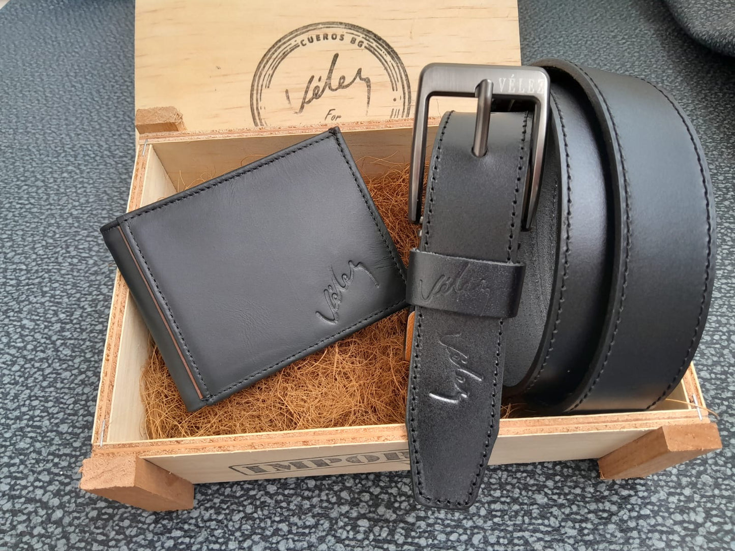 Set de Regalo para Hombre con Correa y Billetera en Cuero