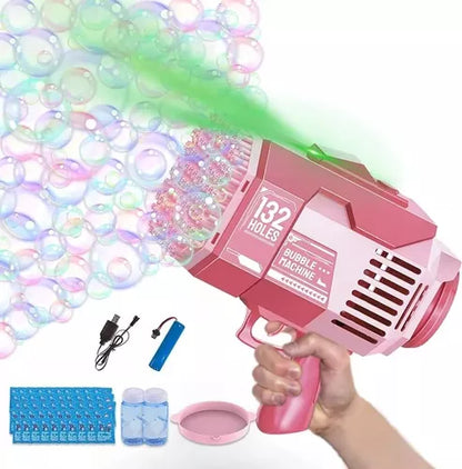 Pistola Lanzadora de Burbujas Automática 132 Orificios para Niños