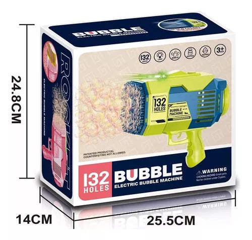 Pistola Lanzadora de Burbujas Automática 132 Orificios para Niños