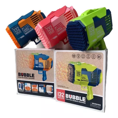 Pistola Lanzadora de Burbujas Automática 132 Orificios para Niños