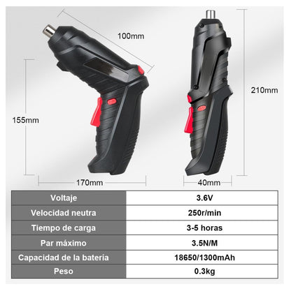 Destornillador Eléctrico Inalámbrico Recargable 2 en 1