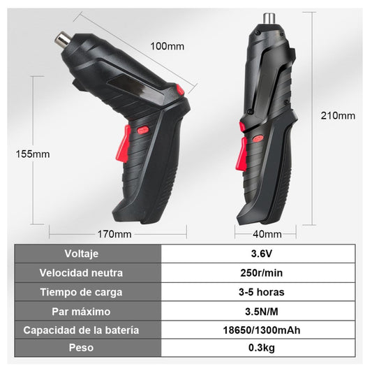 Destornillador Eléctrico Inalámbrico Recargable 2 en 1