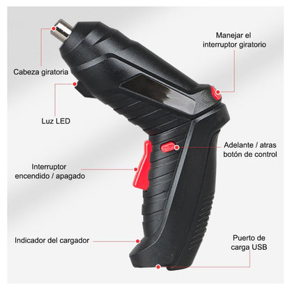 Destornillador Eléctrico Inalámbrico Recargable 2 en 1