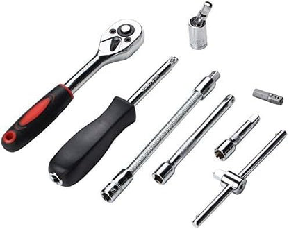Juego de Copas Ratchet 46 Piezas 1/4” | Kit de Herramientas para Hogar, Auto y Reparaciones
