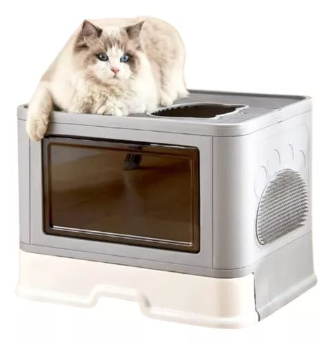 Arenero Cerrado Plegable para Gatos con Bandeja Extraíble