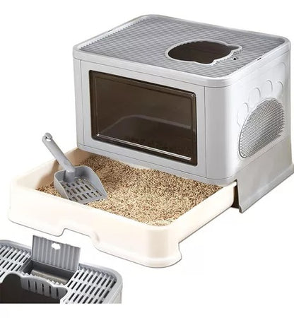 Arenero Cerrado Plegable para Gatos con Bandeja Extraíble