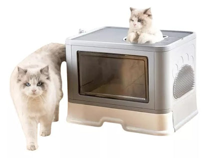 Arenero Cerrado Plegable para Gatos con Bandeja Extraíble