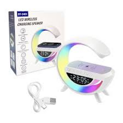 Parlante G con Pantalla, Reloj LED y Carga Inalámbrica