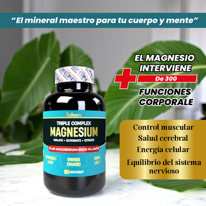 Citrato de Magnesio Americano Triple Complex + Proteína Vegan | Magnesio Malato, Glicinato y Citrato