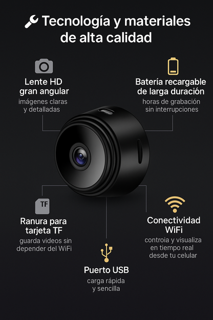 Mini Cámara Espía A9 WiFi Inalámbrica con Visión Nocturna