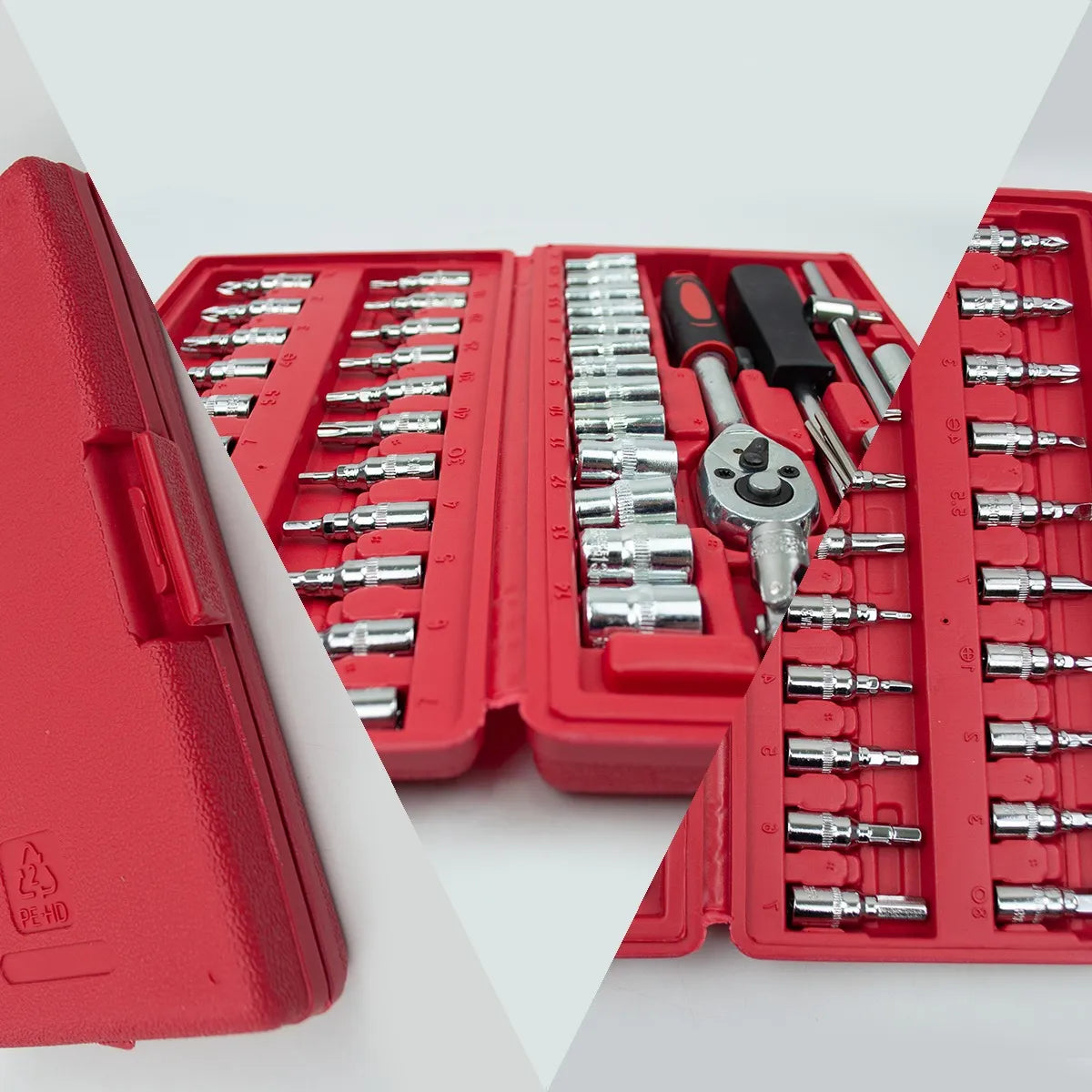 Juego de Copas Ratchet 46 Piezas 1/4” | Kit de Herramientas para Hogar, Auto y Reparaciones