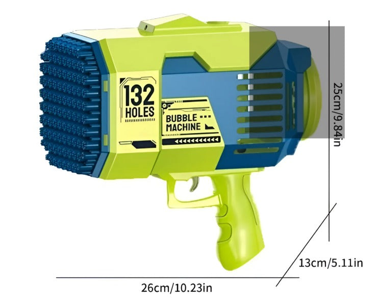 Pistola Lanzadora de Burbujas Automática 132 Orificios para Niños