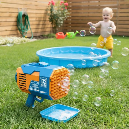 Pistola Lanzadora de Burbujas Automática 132 Orificios para Niños