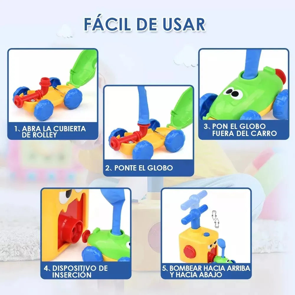 🚀 Kit de Carros Impulsados por Globos con Bomba Manual
