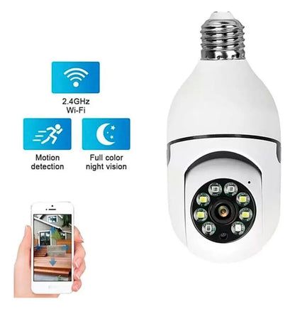 Cámara Bombillo Robótica WiFi 360° con Visión Nocturna