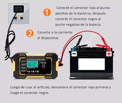 Battery-Life Pro: Cargador Inteligente y Reparador de Baterías 12V