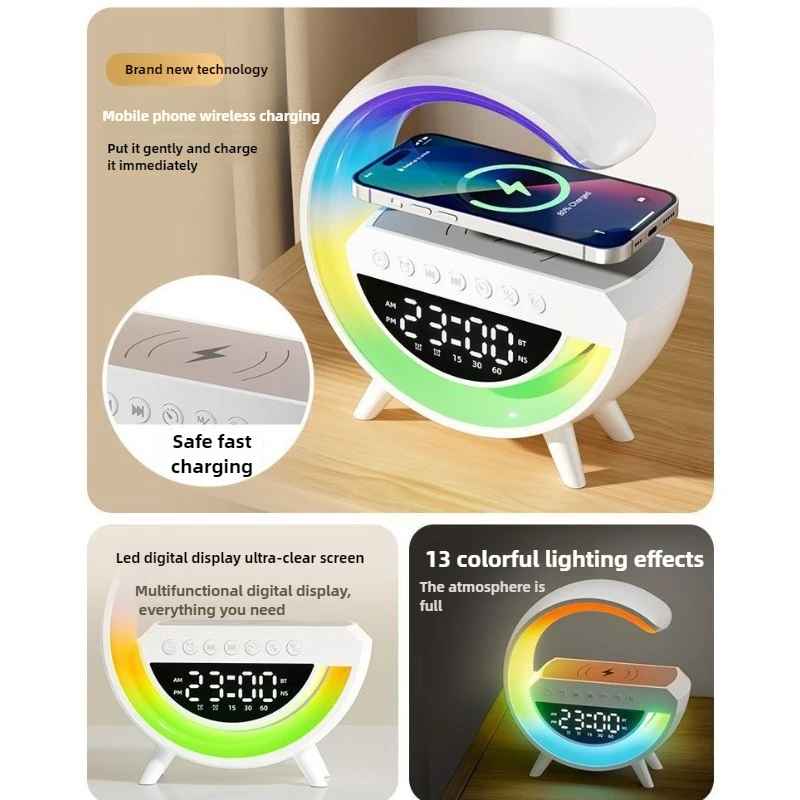 Parlante G con Pantalla, Reloj LED y Carga Inalámbrica