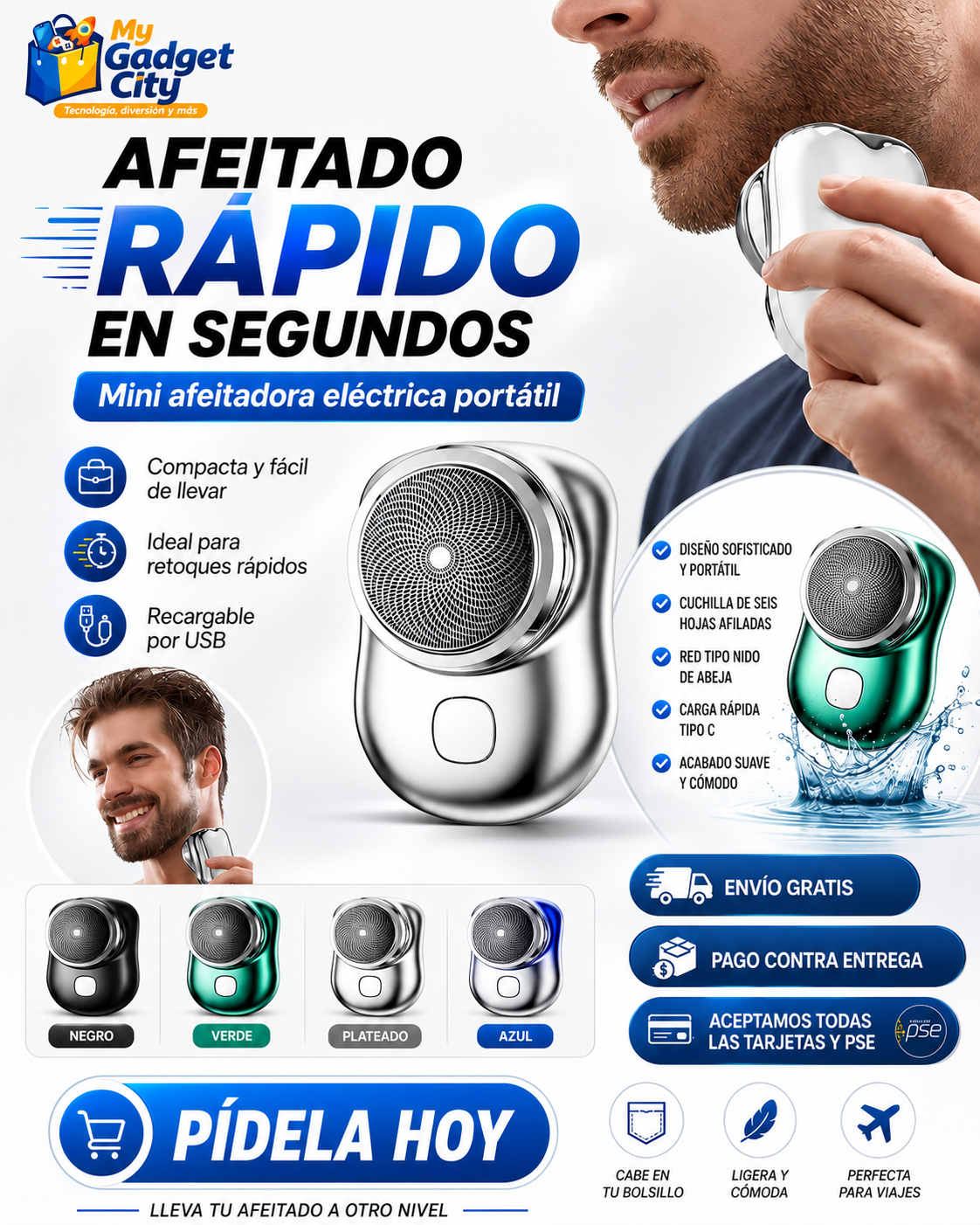 Mini Máquina Afeitadora Eléctrica Portátil