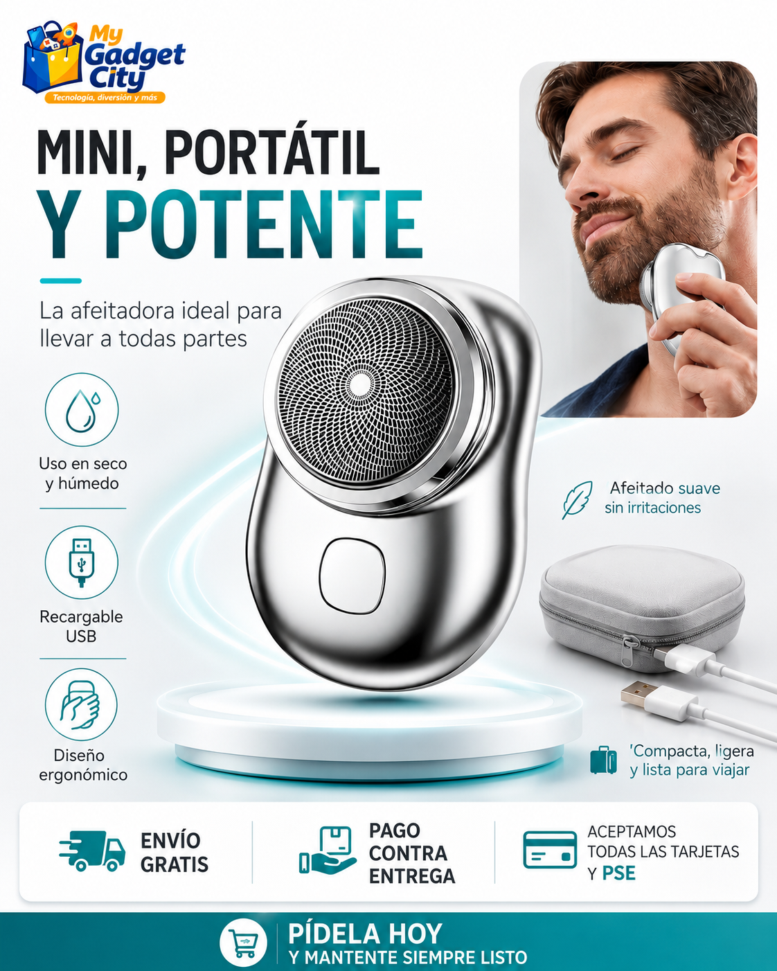 Mini Máquina Afeitadora Eléctrica Portátil
