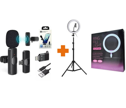 🎁 Super Combo (Aro De Luz 26 + Micrófono Solapa) 🎥💡