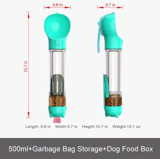 BOTELLA PORTÁTIL 3 EN 1 PARA MASCOTAS 🐶🐱💧