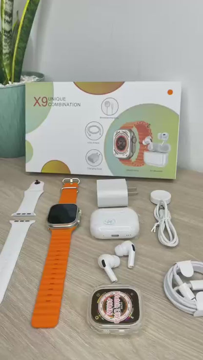Combo Smart X9 Pro: Reloj Inteligente + Audífonos Bluetooth 🎧⌚